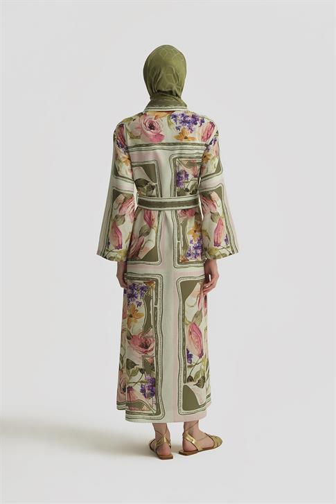 Armine Çiçek Desenli Elbise 25Y9001 Naturel