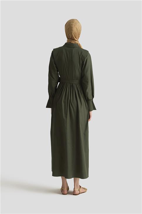 Armine Omuz Allerli Pamuk Elbise 25Y9002 Haki