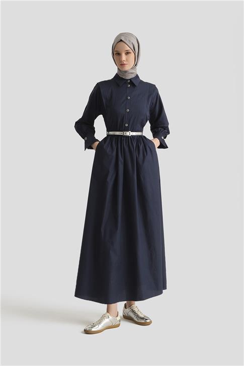 Armine Omuz Allerli Pamuk Elbise 25Y9002 Lacivert