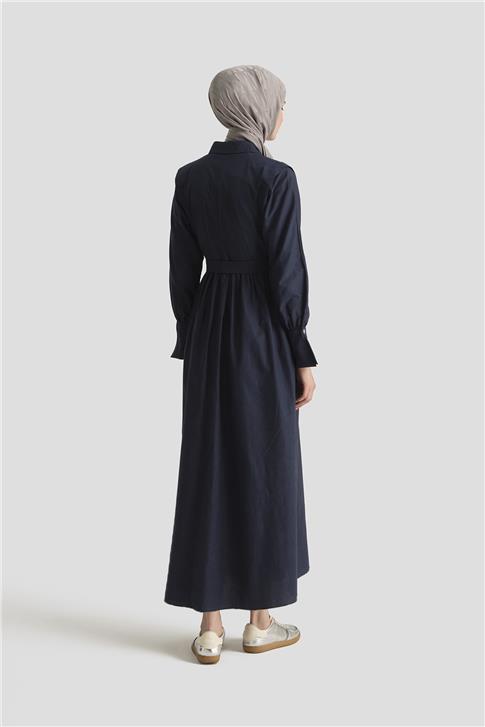 Armine Omuz Allerli Pamuk Elbise 25Y9002 Lacivert