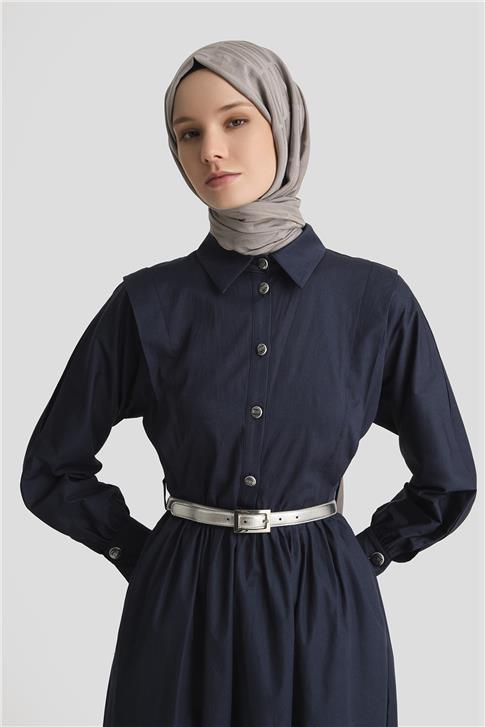 Armine Omuz Allerli Pamuk Elbise 25Y9002 Lacivert