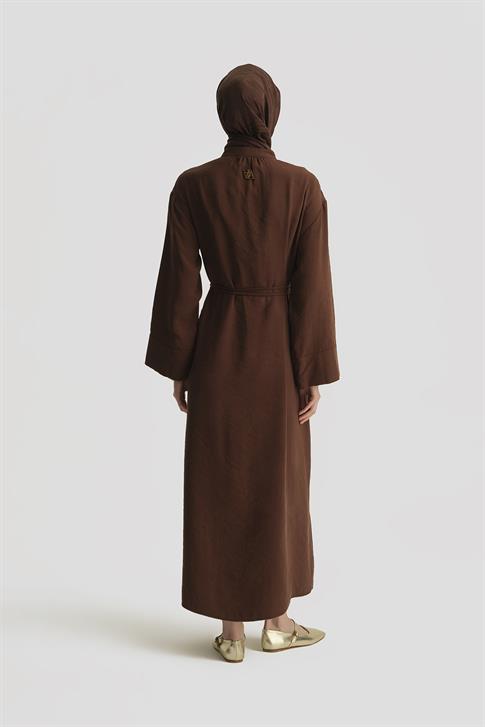 Armine Düğmeli Modal Elbise 25Y9011 Açık Kahve