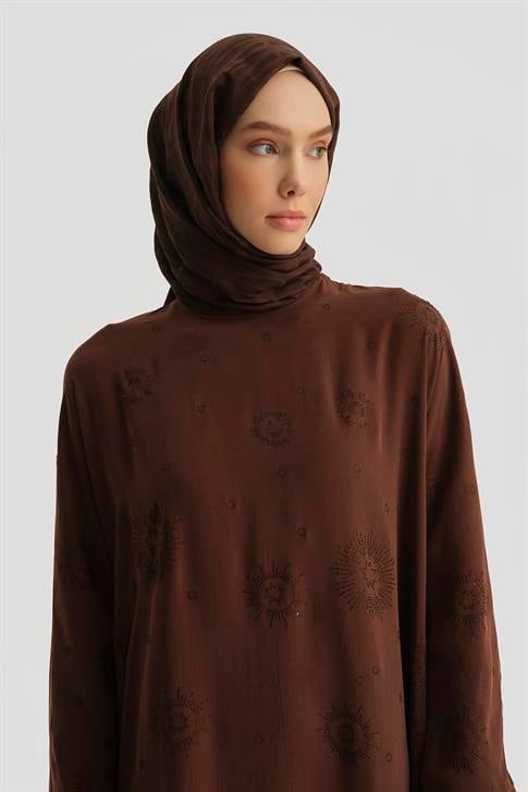 Armine Taş İşlemeli Elbise 25Y9014 Açık Kahve