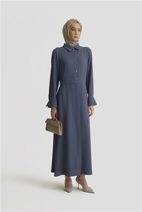 Armine Kemer Detaylı Kuplu Elbise 25Y9020 İndigo