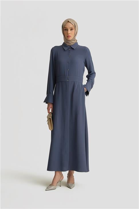 Armine Kemer Detaylı Kuplu Elbise 25Y9020 İndigo