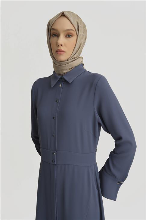 Armine Kemer Detaylı Kuplu Elbise 25Y9020 İndigo