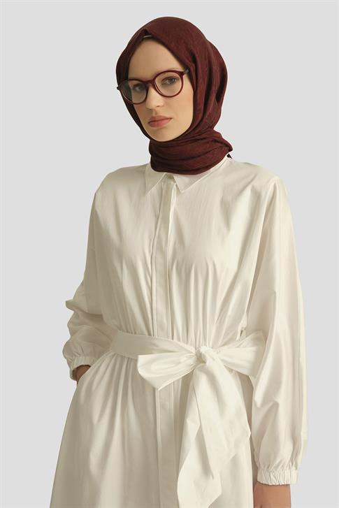 Armine Gömlek Elbise 25YD9025-1 Beyaz