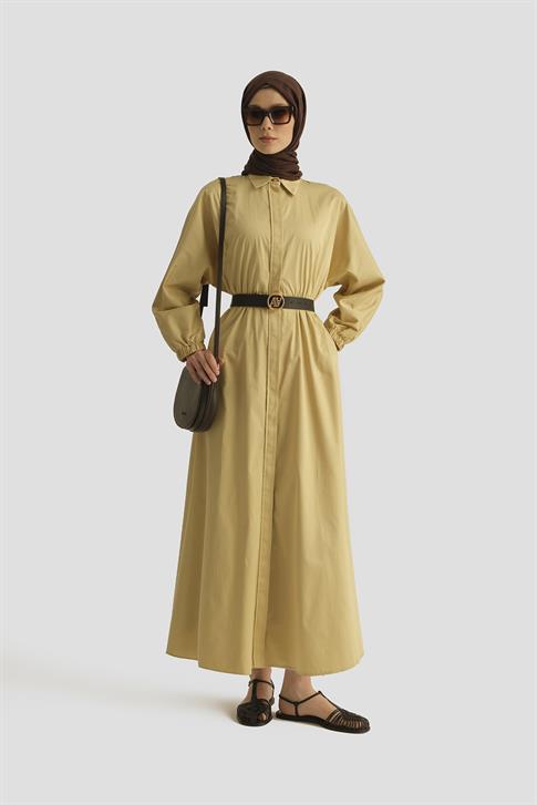 Armine Gömlek Elbise 25YD9025-1 Limon Sarı
