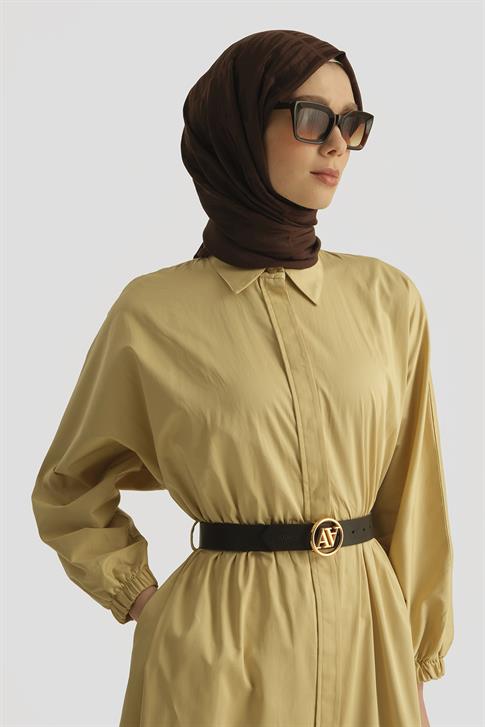 Armine Gömlek Elbise 25YD9025-1 Limon Sarı