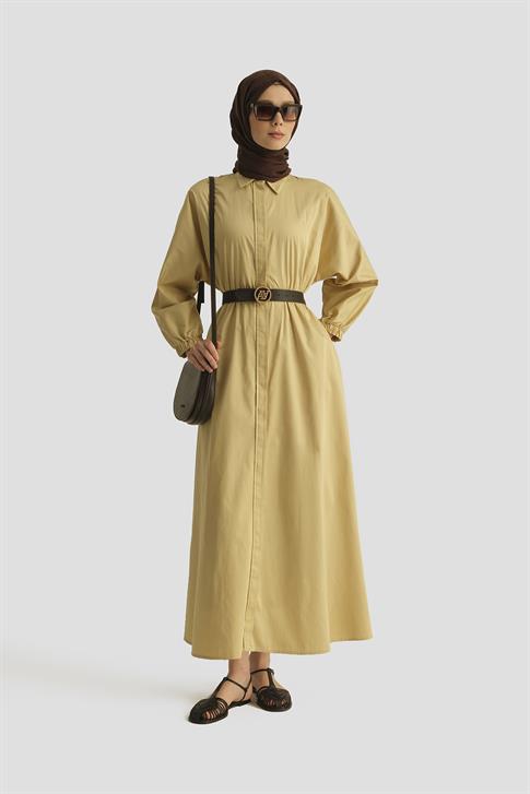Armine Gömlek Elbise 25YD9025-1 Limon Sarı