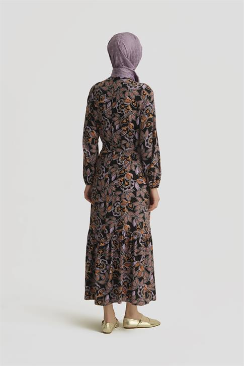 Armine Desenli Elbise 25YT909 MOR