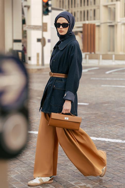 Armine Zımbalı Denim Kap 25YD9115 Koyu Lacivert