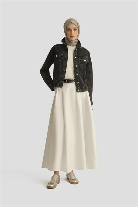 Armine Taş İşlemeli Denim Ceket 25YD9117 Antrasit