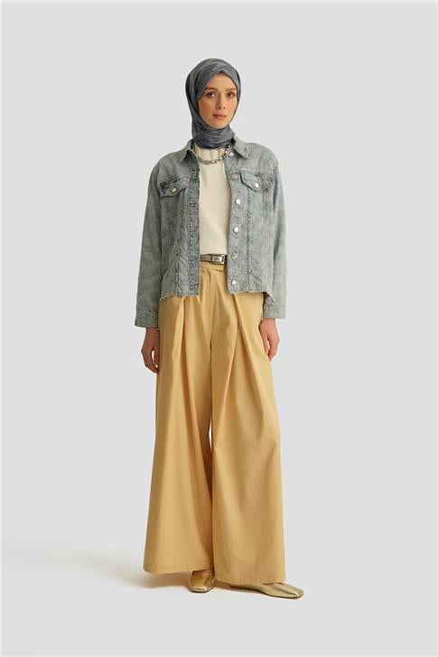 Armine Fisto İşlemeli Denim Ceket 25YD9119 Mavi