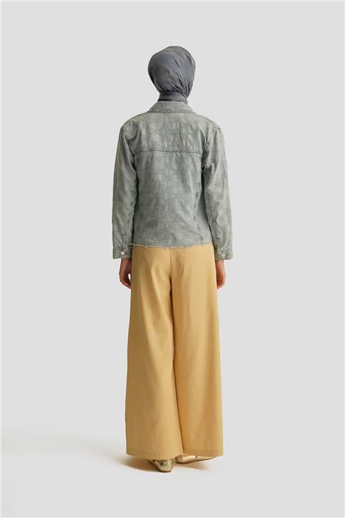 Armine Fisto İşlemeli Denim Ceket 25YD9119 Mavi