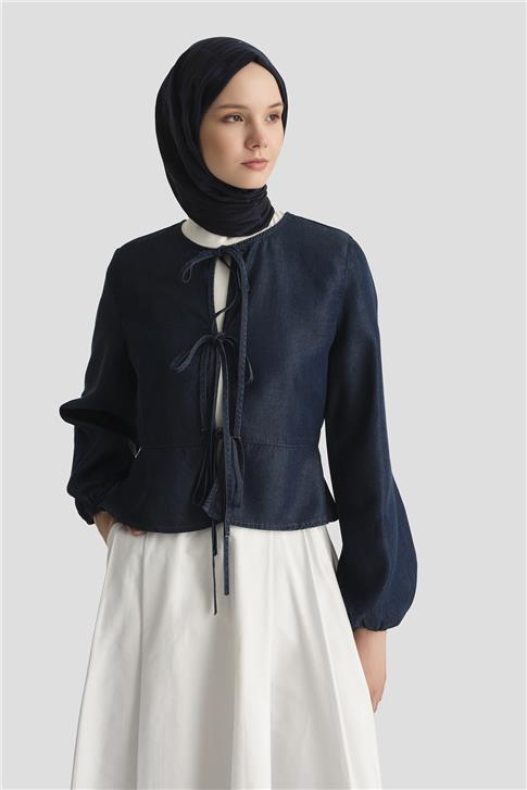 Armine Tencel Bluz 25YD9127 Koyu Lacivert