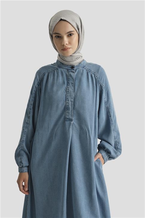 Armine Oversize Tencel Elbise 25YD9142 İndigo