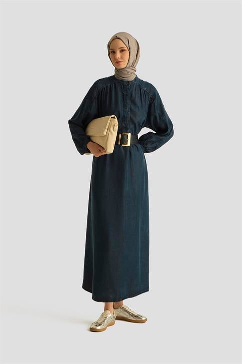 Armine Oversize Tencel Elbise 25YD9142 Koyu Lacivert