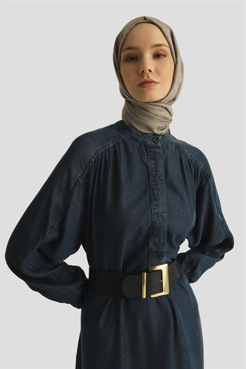 Armine Oversize Tencel Elbise 25YD9142 Koyu Lacivert