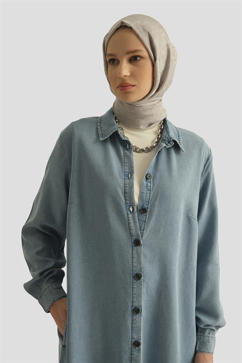 Armine Tencel Tunik Elbise 25YD9143 İndigo