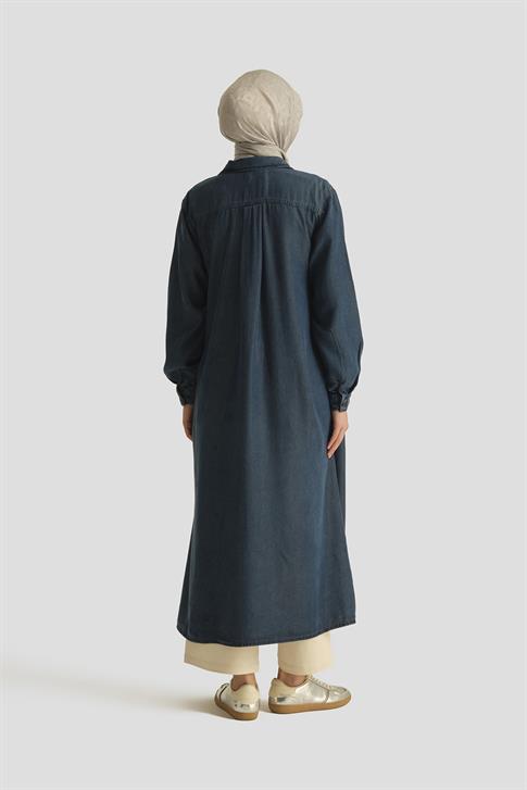 Armine Tencel Tunik Elbise 25YD9143 Koyu Lacivert