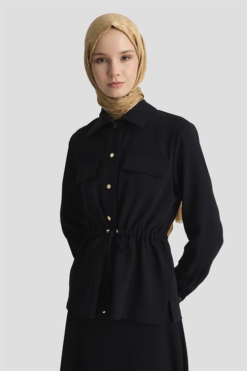 Armine Beli Büzgülü Takım 25YD9172 Lacivert