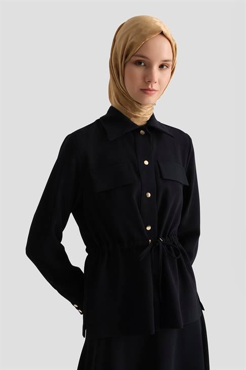 Armine Beli Büzgülü Takım 25YD9172 Lacivert