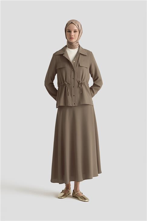 Armine Beli Büzgülü Takım 25YD9172 Vizon