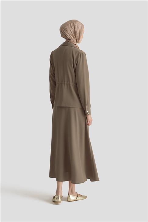 Armine Beli Büzgülü Takım 25YD9172 Vizon