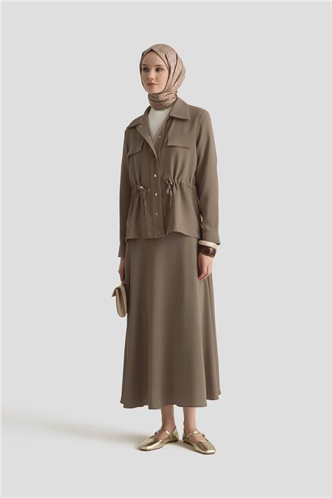 Armine Beli Büzgülü Takım 25YD9172 Vizon