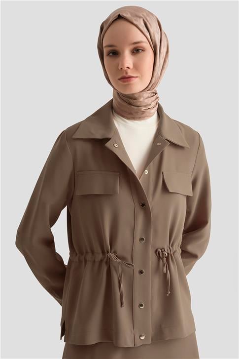 Armine Beli Büzgülü Takım 25YD9172 Vizon