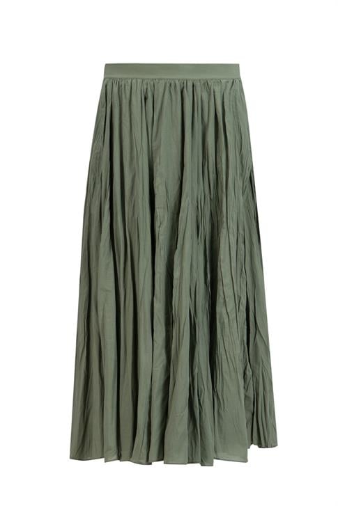 Armine Kırışık Vual Etek 25YD9180 Yağ Yeşili