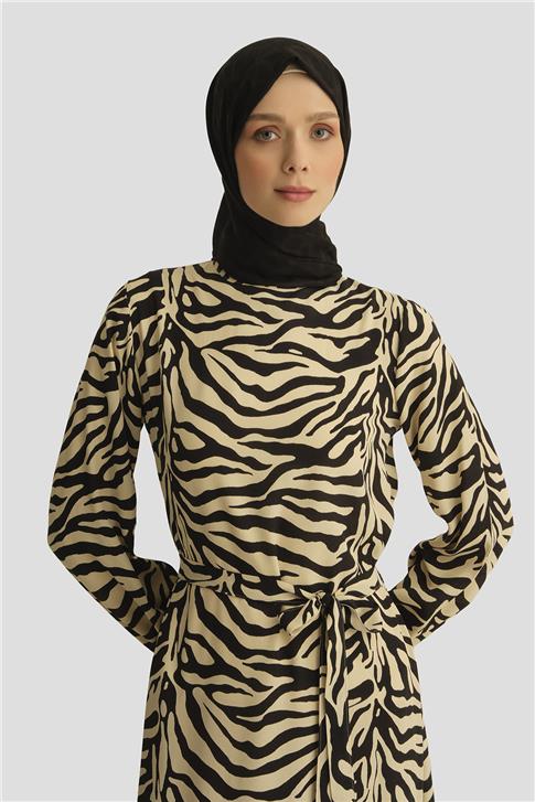 Armine Trend Elbise 25YT928 Siyah - Beyaz