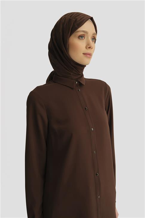 Armine A Logolu Tunik 25YH411 Acı Kahve