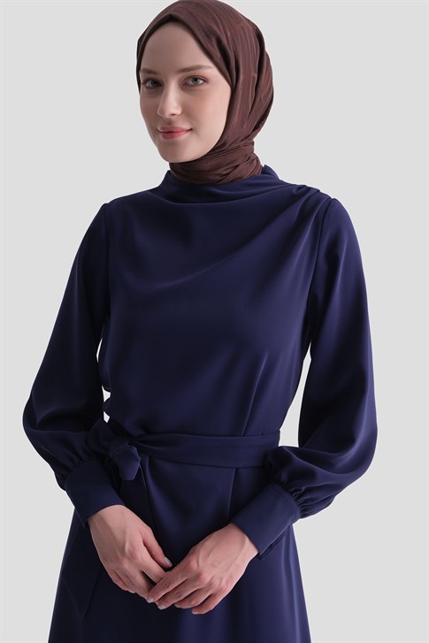 Kuşak Detaylı Elbise 26YT904 İndigo 