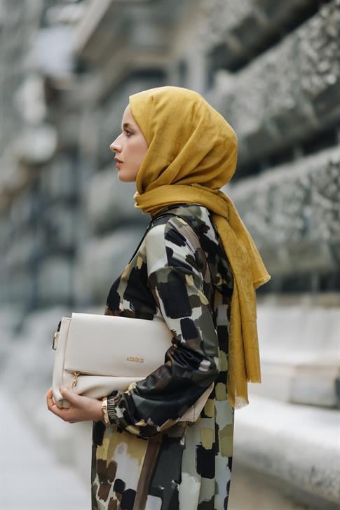 Armine Tencel Yün Geometrik Desen Şal 23