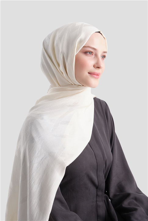 Armine Lyocell Naia Zikzak Desen Şal  1- 60 Krem