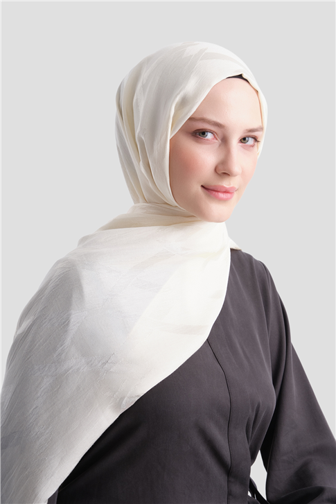 Armine Lyocell Naia Zikzak Desen Şal  1- 60 Krem