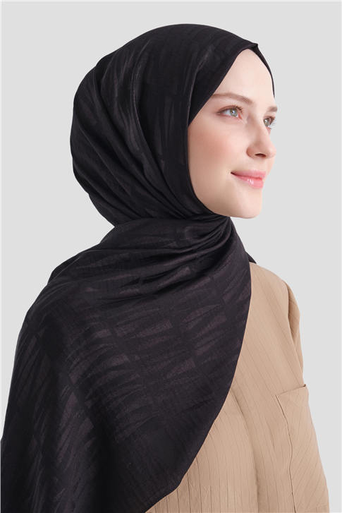 Armine Lyocell Naia Çubuk Desen Şal 3 01 Siyah