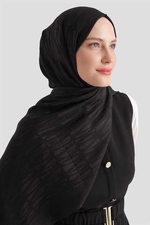Armine Lyocell Naia Çubuk Desen Şal 3 01 Siyah