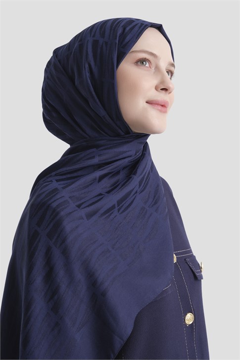 Armine Lyocell Naia Çubuk Desen Şal 3 02 Lacivert
