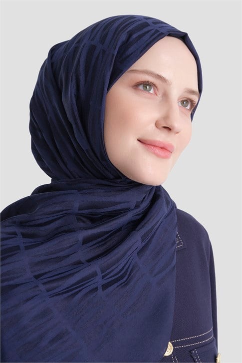 Armine Lyocell Naia Çubuk Desen Şal 3 02 Lacivert