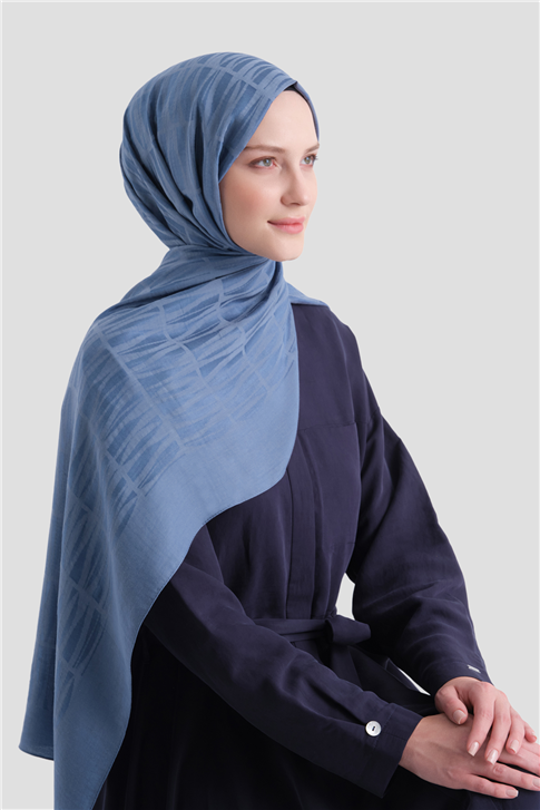 Armine Lyocell Naia Çubuk Desen Şal 3 26 İndigo