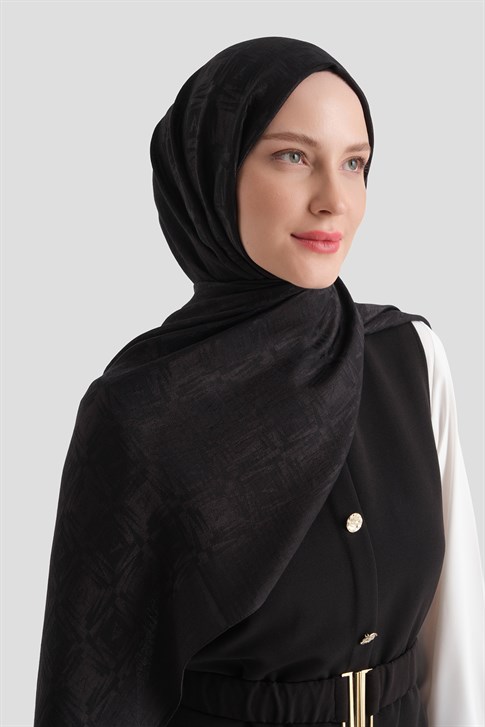 Armine Lyocell Naia Kare Monogram Şal 6 01 Siyah