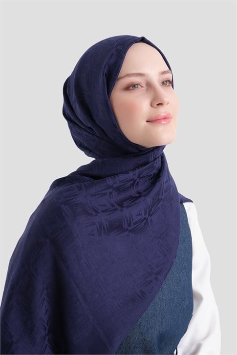 Armine Lyocell Naia Kare Monogram Şal 6 02 Lacivert