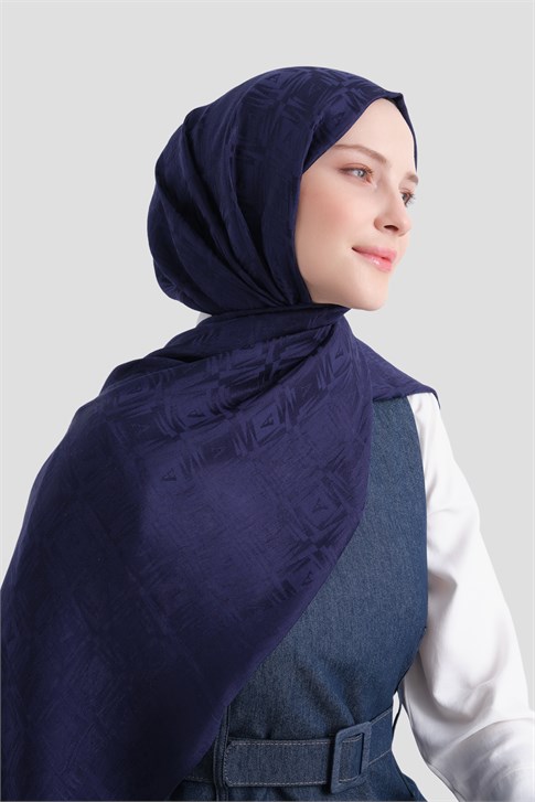 Armine Lyocell Naia Kare Monogram Şal 6 02 Lacivert