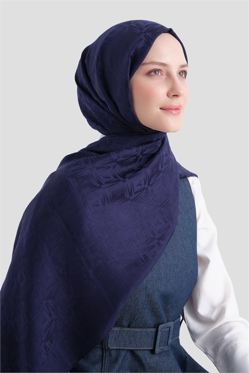 Armine Lyocell Naia Kare Monogram Şal 6 02 Lacivert