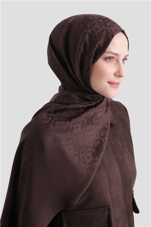 Armine Lyocell Naia Kare Monogram Şal 6 10 Acı Kahve