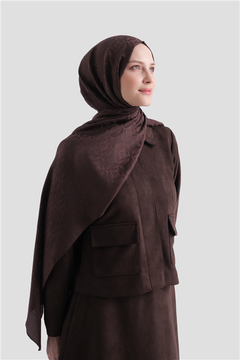 Armine Lyocell Naia Kare Monogram Şal 6 10 Acı Kahve