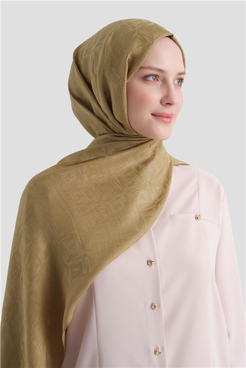 Armine Lyocell Naia Kare Monogram Şal 6 12 Nude Bej